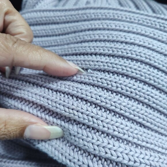 Talbots Ribbed Mock Neck Purple Knit Sweater Women Size L Button Accent Chunky - Picture 7 of 8